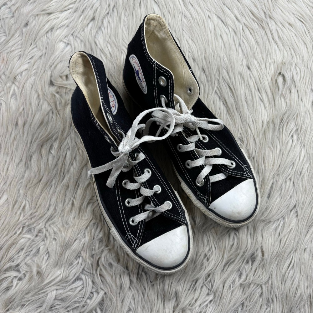 Converse Women's 8 Black Canvas High Top Sneakers Classic Casual Basic Punk Alt - Picture 3 of 6
